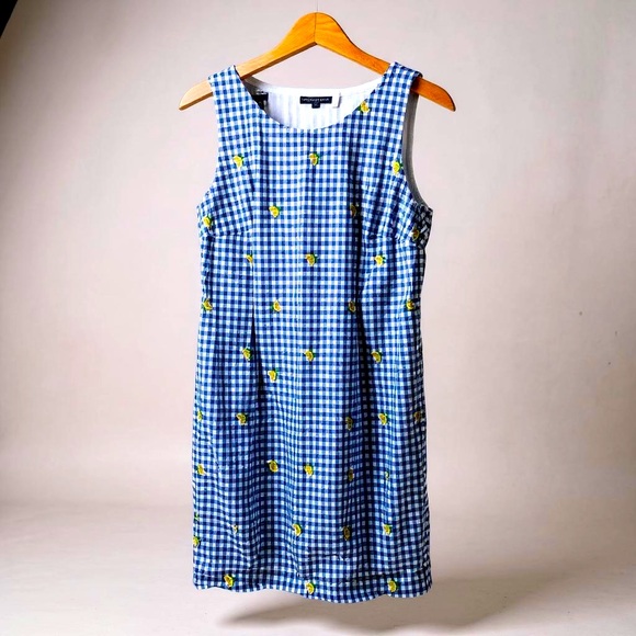 Talbots Dresses & Skirts - Embroidered Lemon And Gingham Dress, 100% Cotton